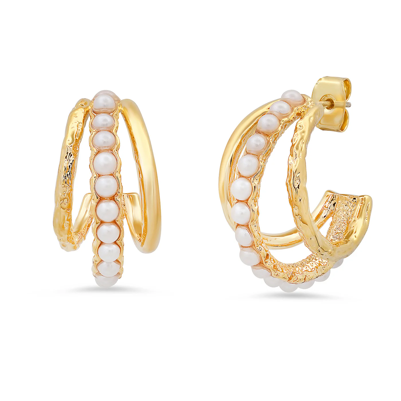 Organic Pearl Triple Hoop - Mitchell's Manufacturing Jewel