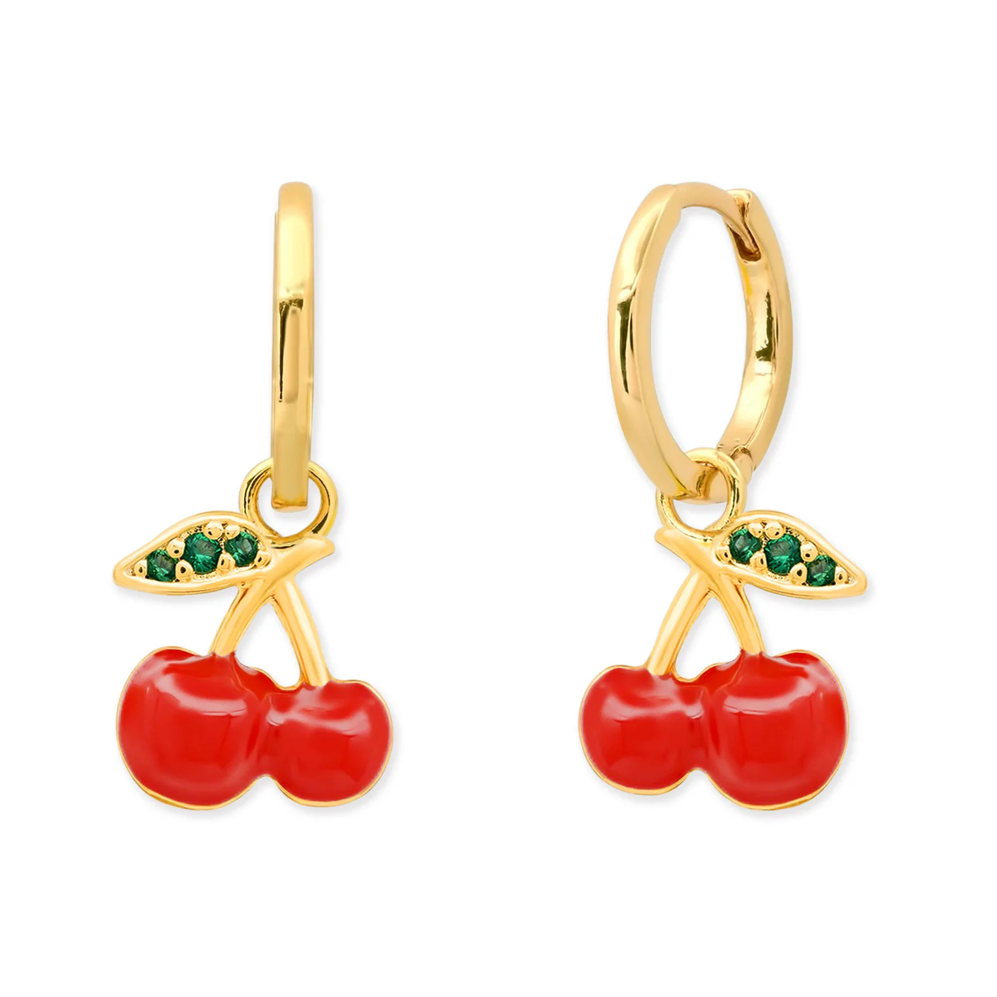 Red Enamel Cherry Drop Huggies - Mitchell's Manufacturing Jewel
