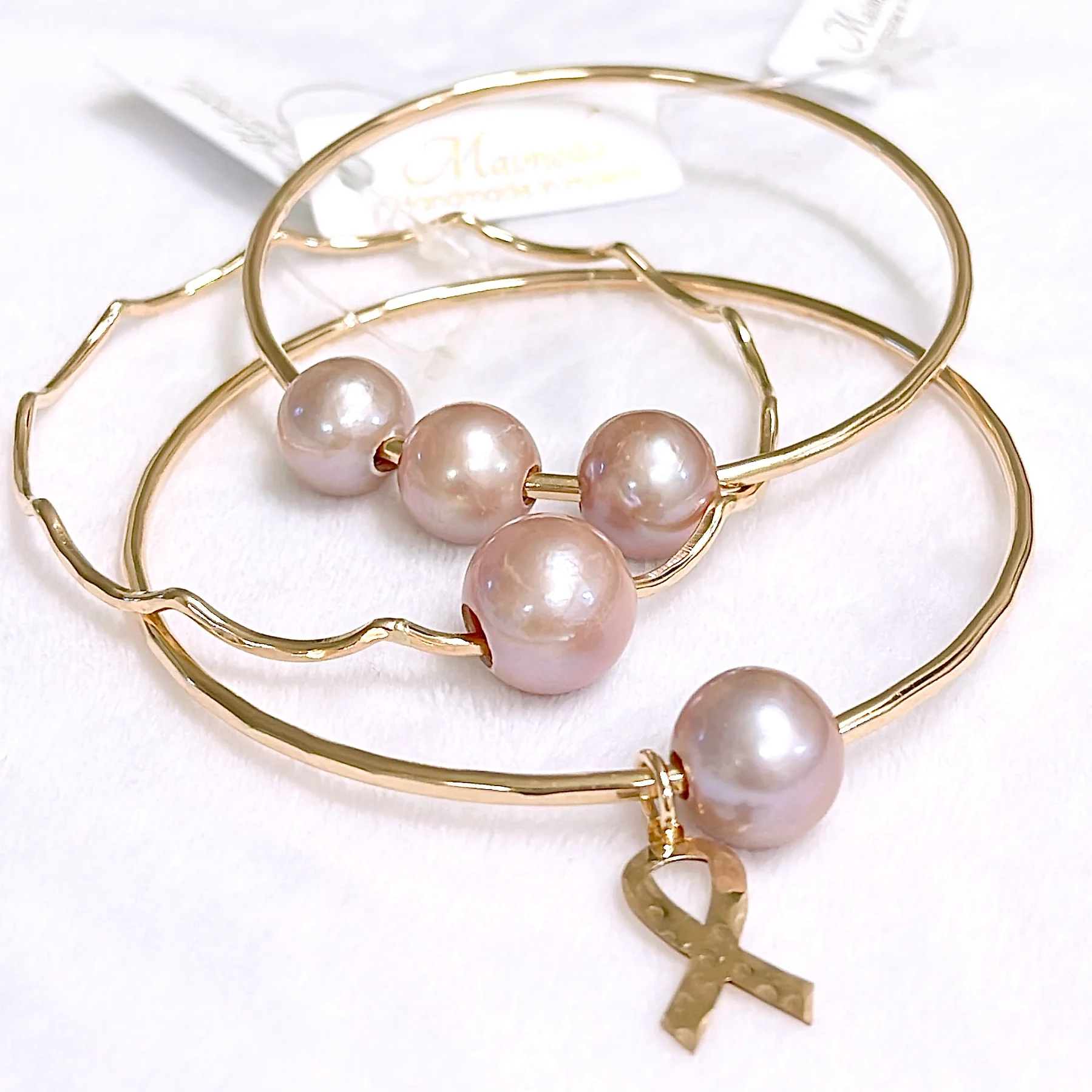 Bangle Paige - pink pearls (B118) - Mitchell's Manufacturing Jewel
