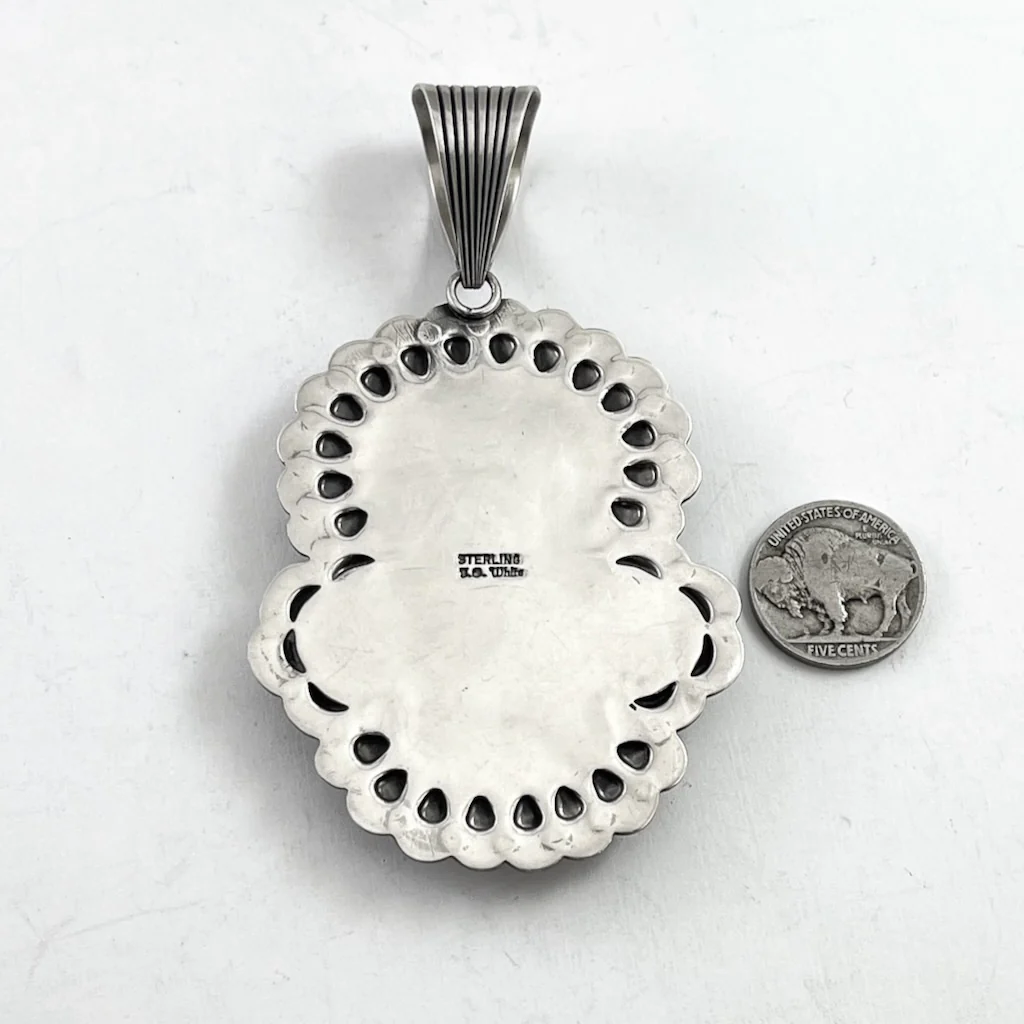 Kingman Turquoise PendantBy Tsosie Orville White - Mitchell's Manufacturing Jewel