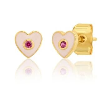 Enamel Heart Studs with CZ Accent - Mitchell's Manufacturing Jewel
