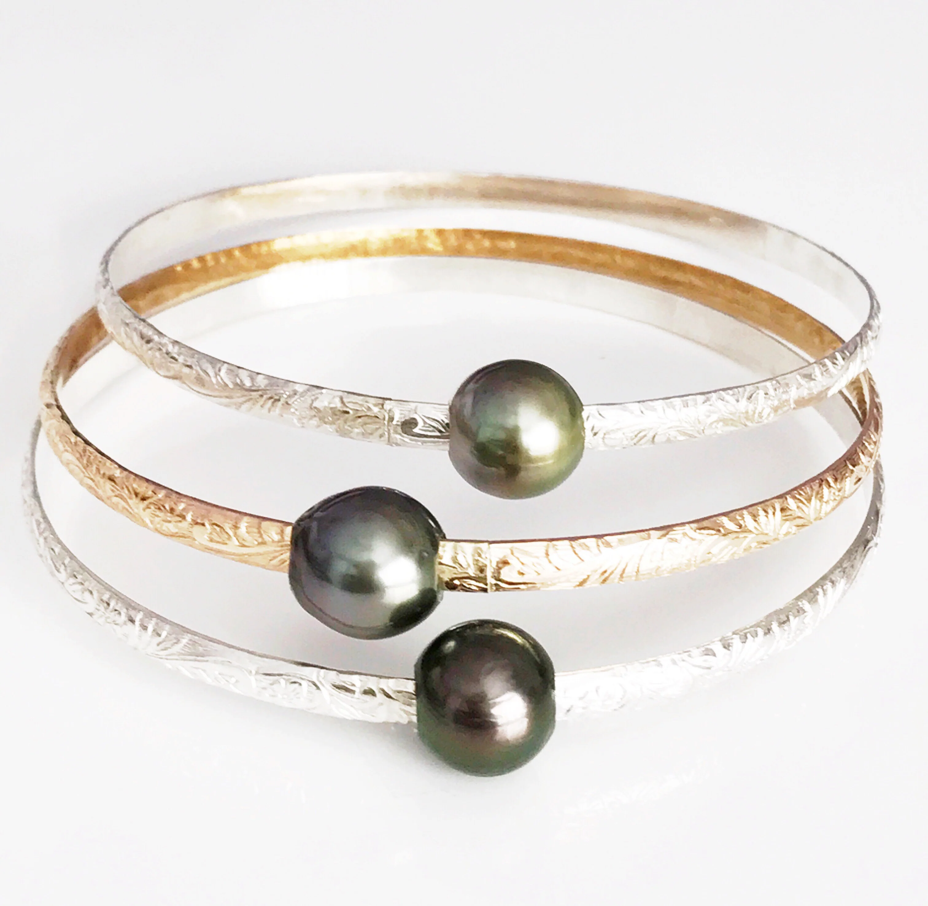 Bangle Alii - tahitian pearl (B276) - Mitchell's Manufacturing Jewel