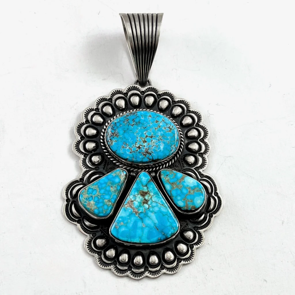 Kingman Turquoise PendantBy Tsosie Orville White - Mitchell's Manufacturing Jewel