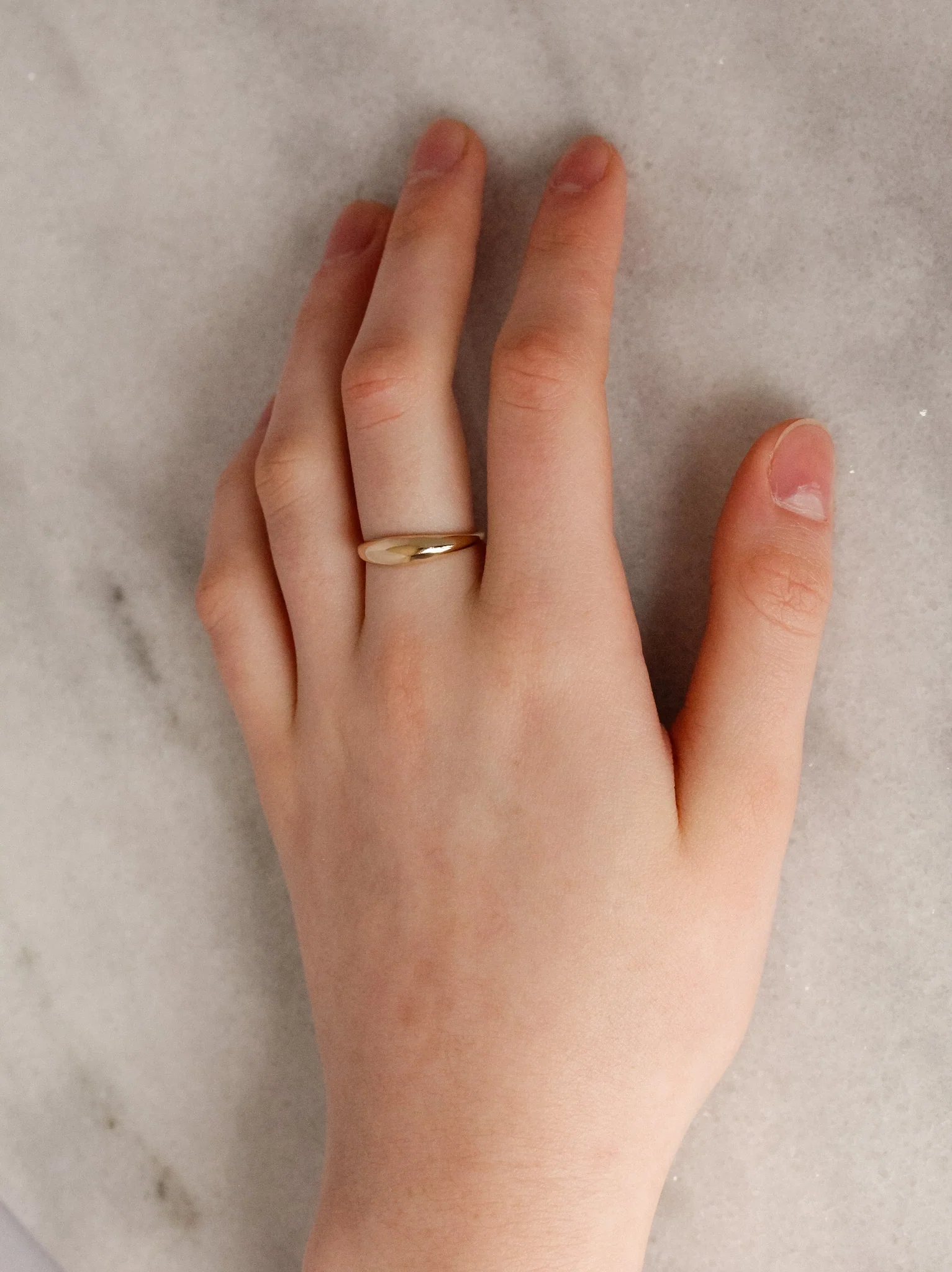 The Stardust Arch: A 14k Gold Hand-Carved Dome Ring - Mitchell's Manufacturing Jewel