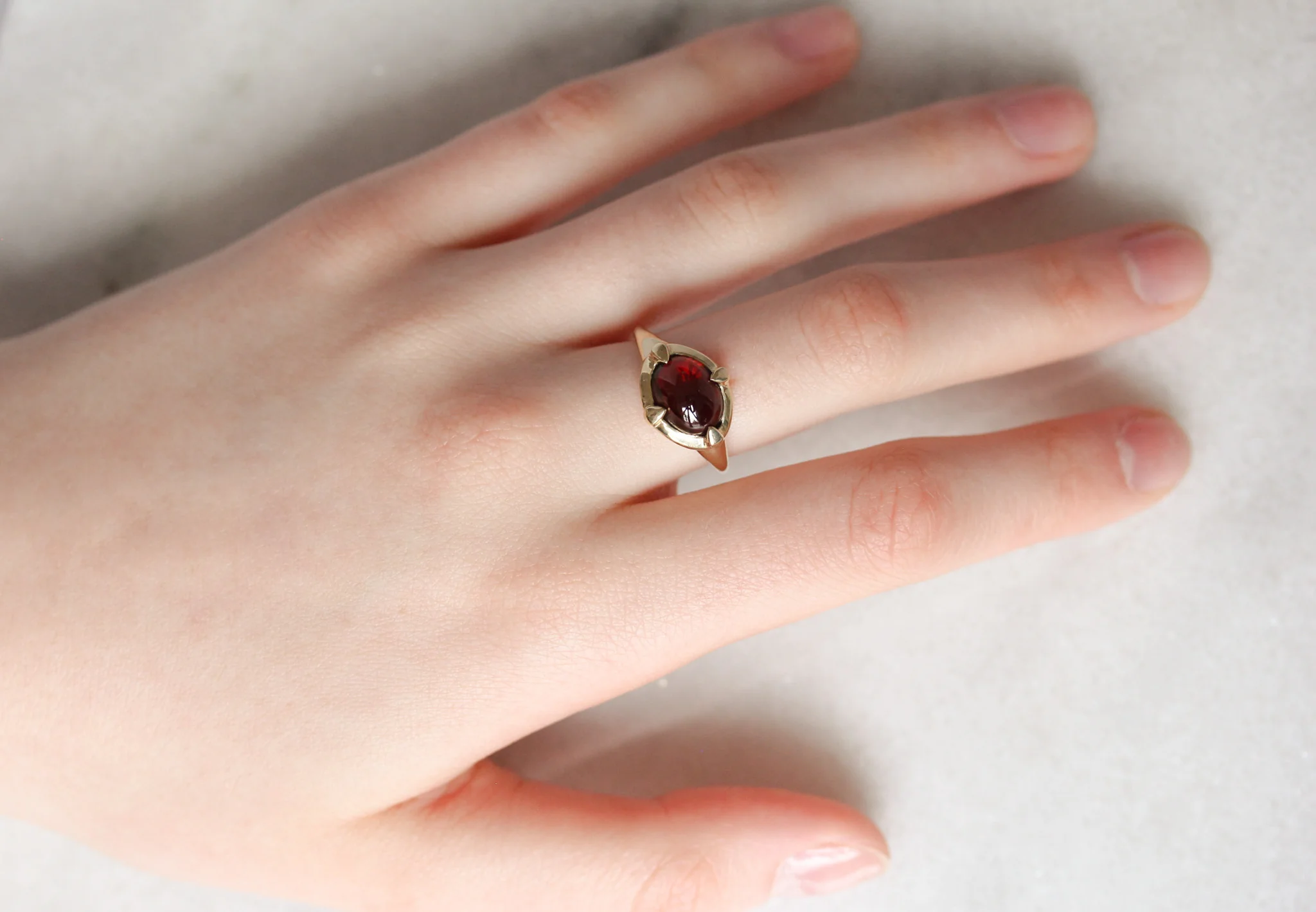 The Crimson Sovereign: A 14k Gold & Mozambique Garnet Heirloom - Mitchell's Manufacturing Jewel