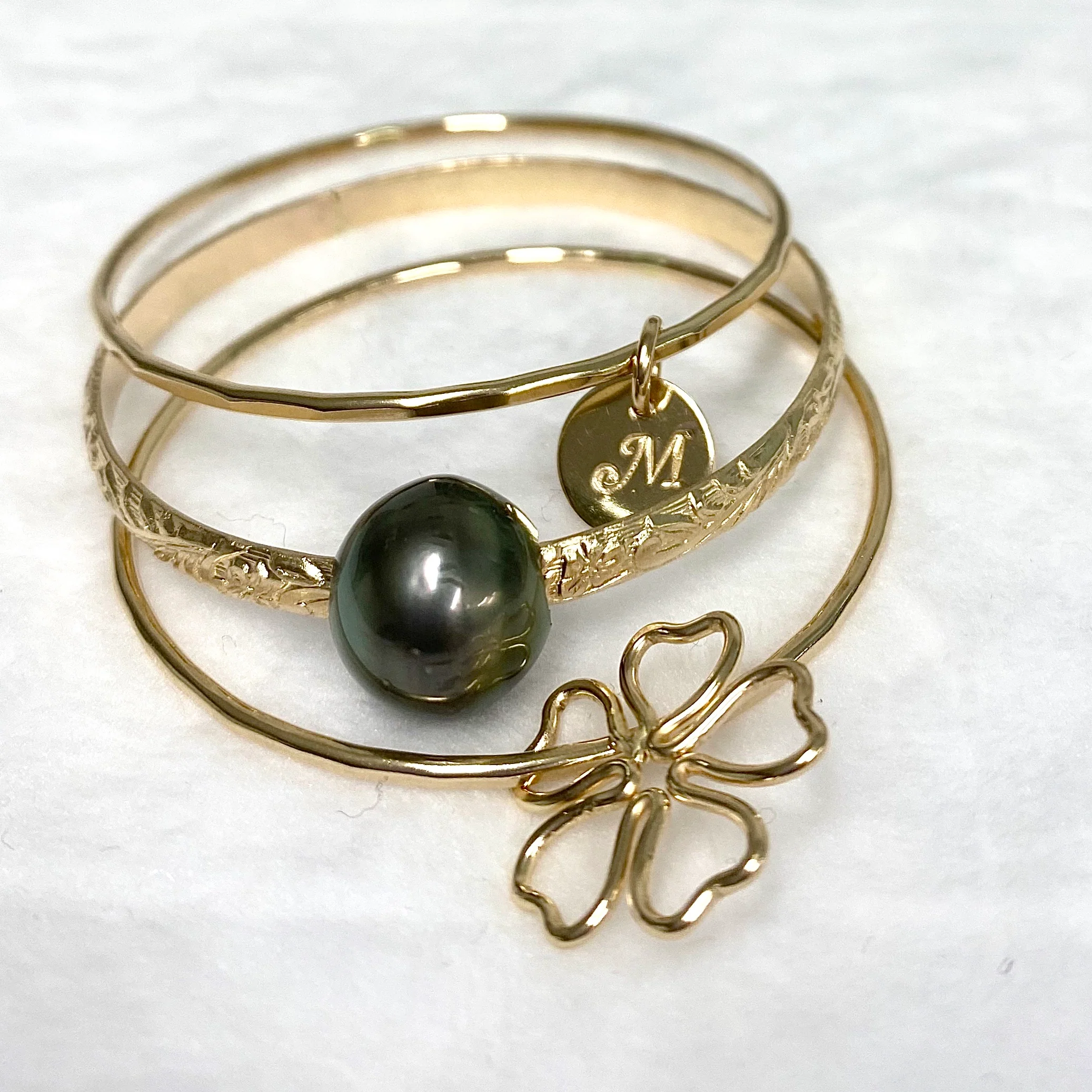 PRINCESS bangles set - Tahitian pearl (B490) - Mitchell's Manufacturing Jewel