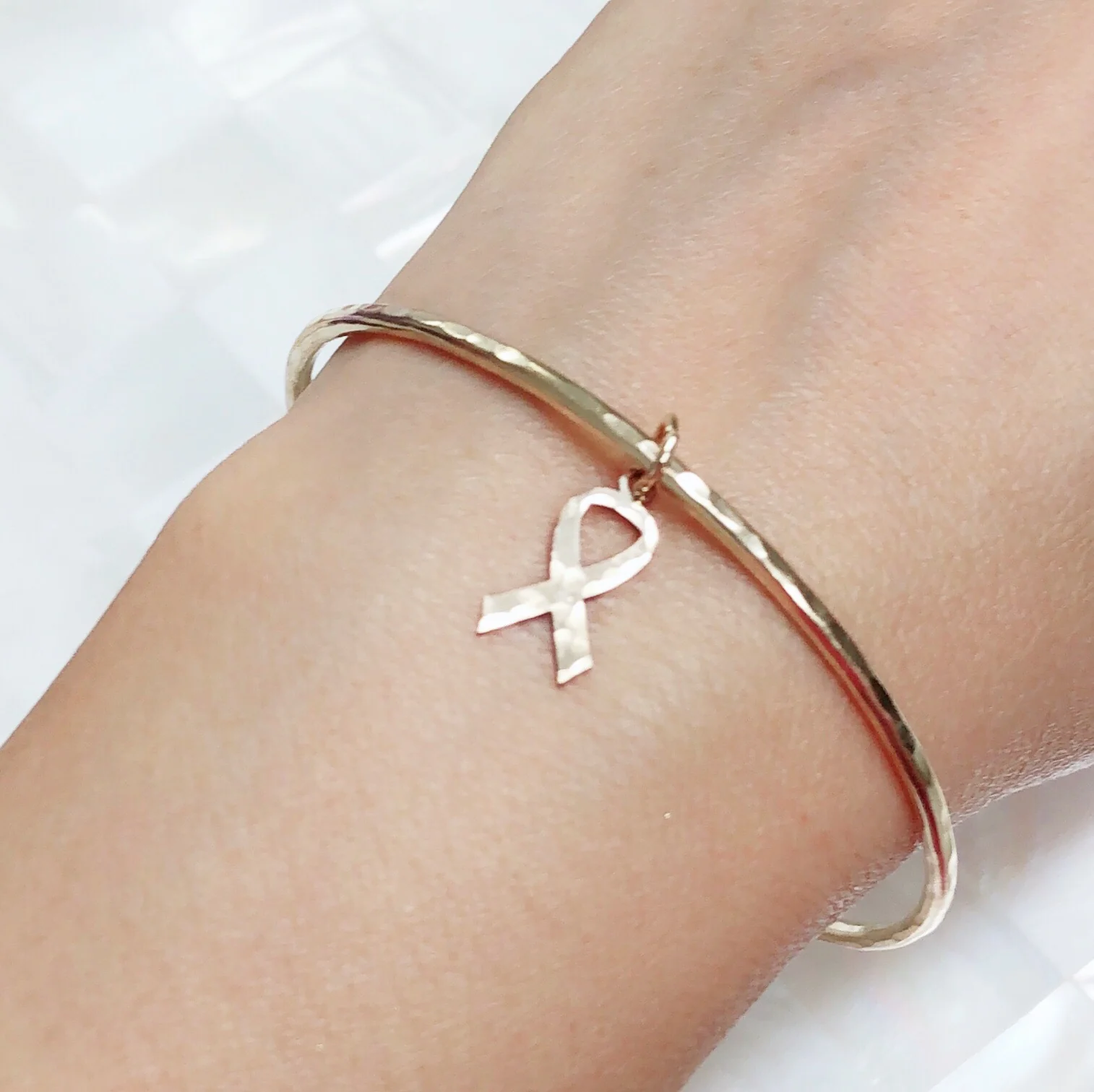 Awareness ribbon charm bangle (B433) - Mitchell's Manufacturing Jewel