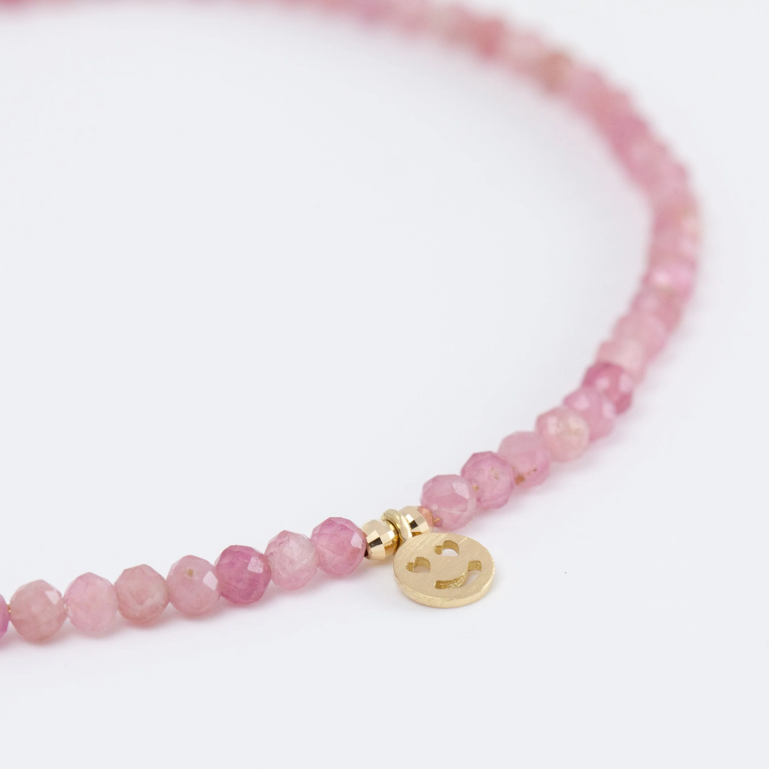 Smiley pink tourmaline beads bracelet - Mitchell's Manufacturing Jewel