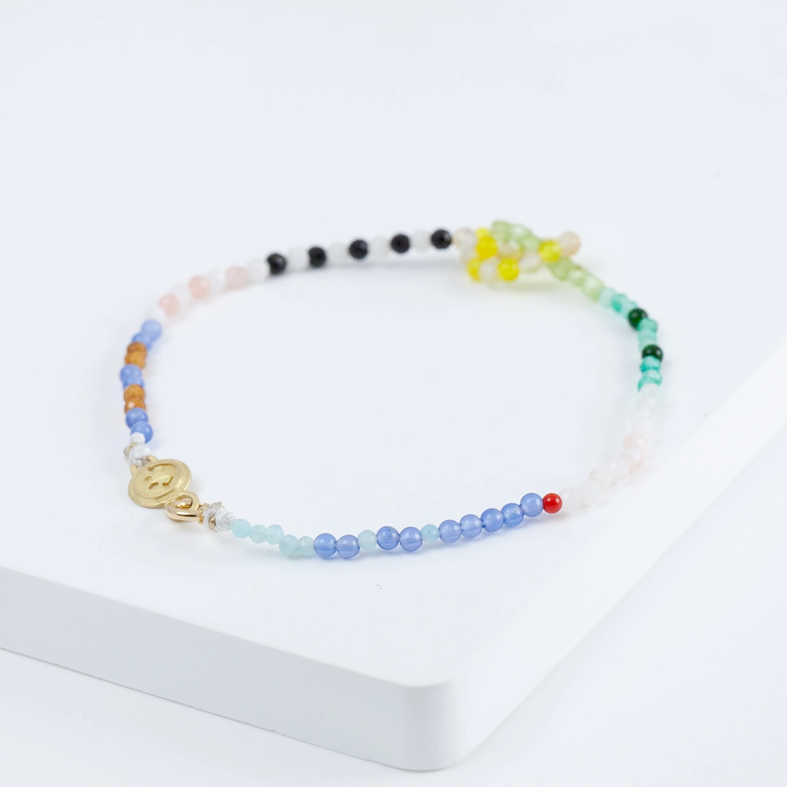 Lip smiley charm colorful gemstones beads bracelet - Mitchell's Manufacturing Jewel