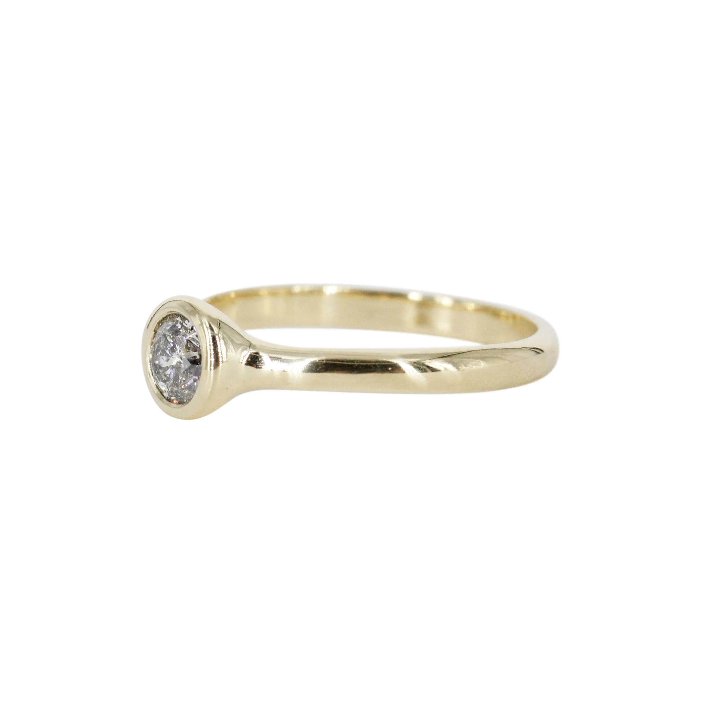 The Hera Ring: A 14k Gold Hand-Carved Salt and Pepper Diamond Solitaire - Mitchell's Manufacturing Jewel