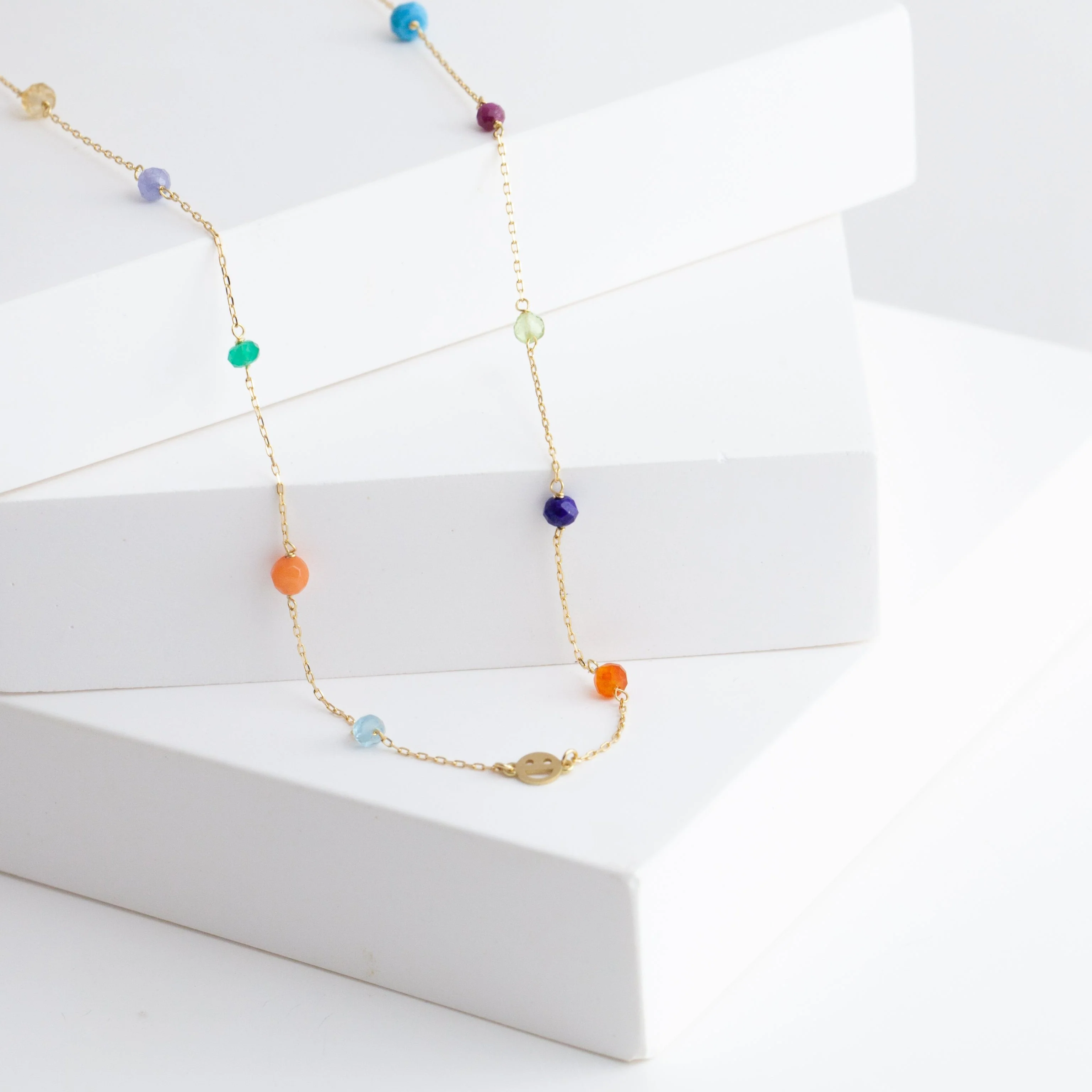 Multicolor stone smiley necklace - Mitchell's Manufacturing Jewel
