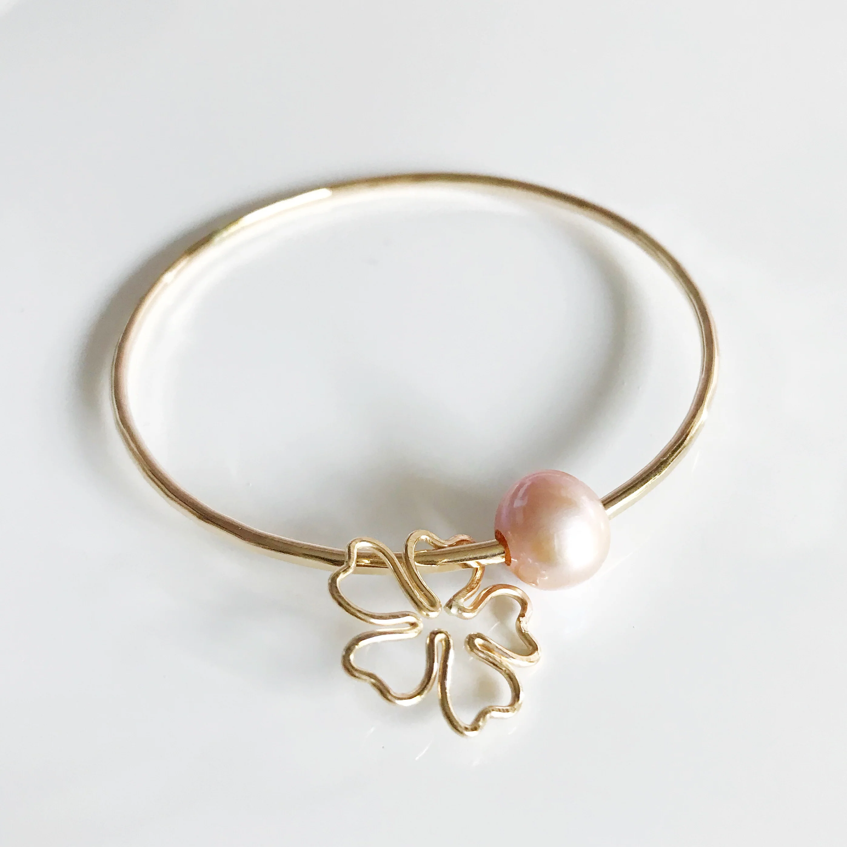 Cherry Blossom bangle- pink pearl (B354) - Mitchell's Manufacturing Jewel