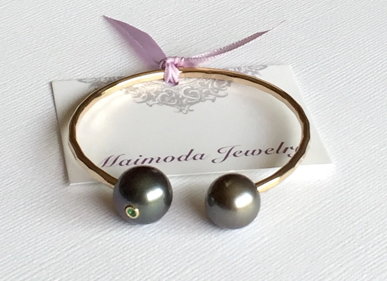 Cuff Adora - Emerald tahitian pearl (B268) - Mitchell's Manufacturing Jewel