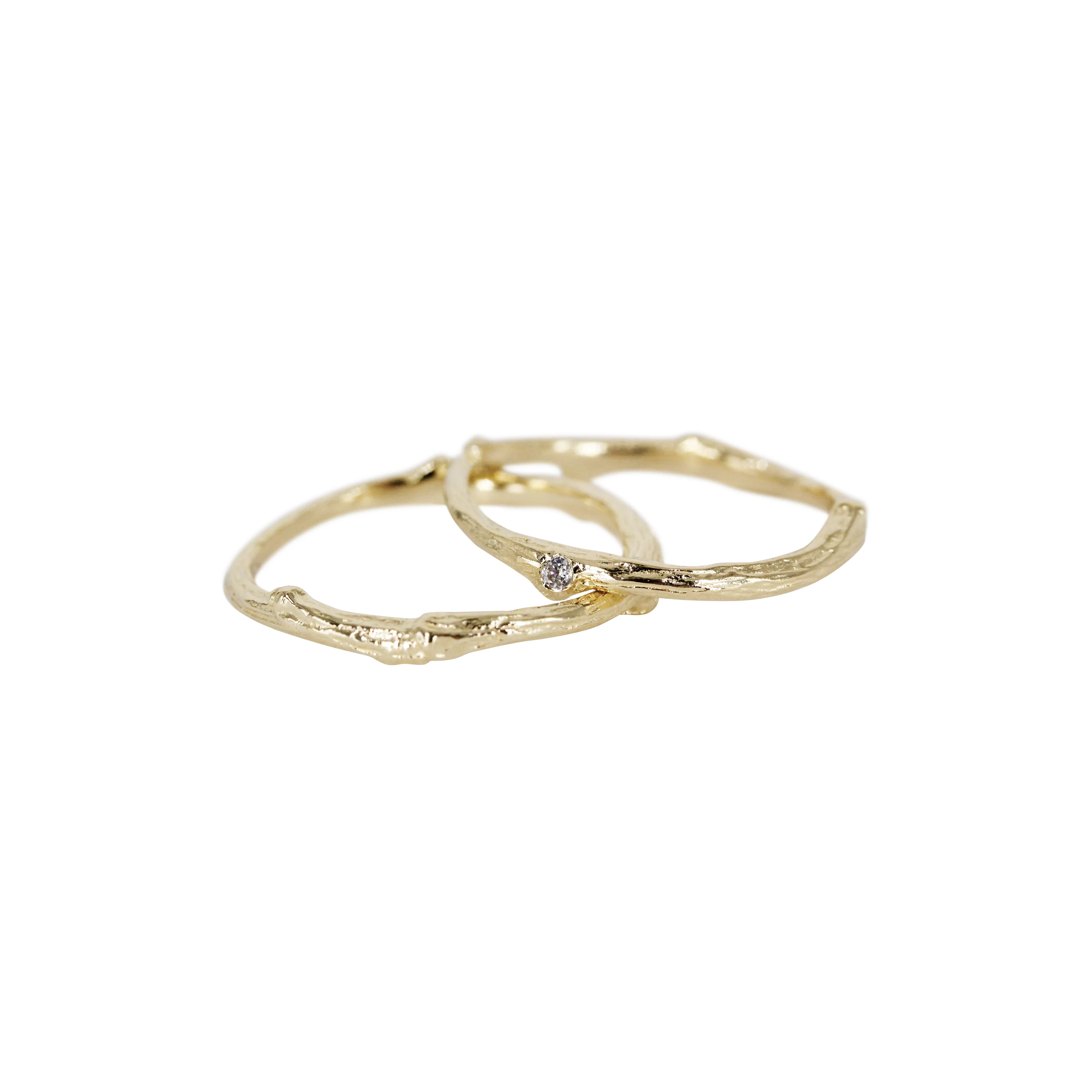 Ramita Twig 14k Gold Ring set with Diamond, Ruby, or Sapphire - Mitchell's Manufacturing Jewel