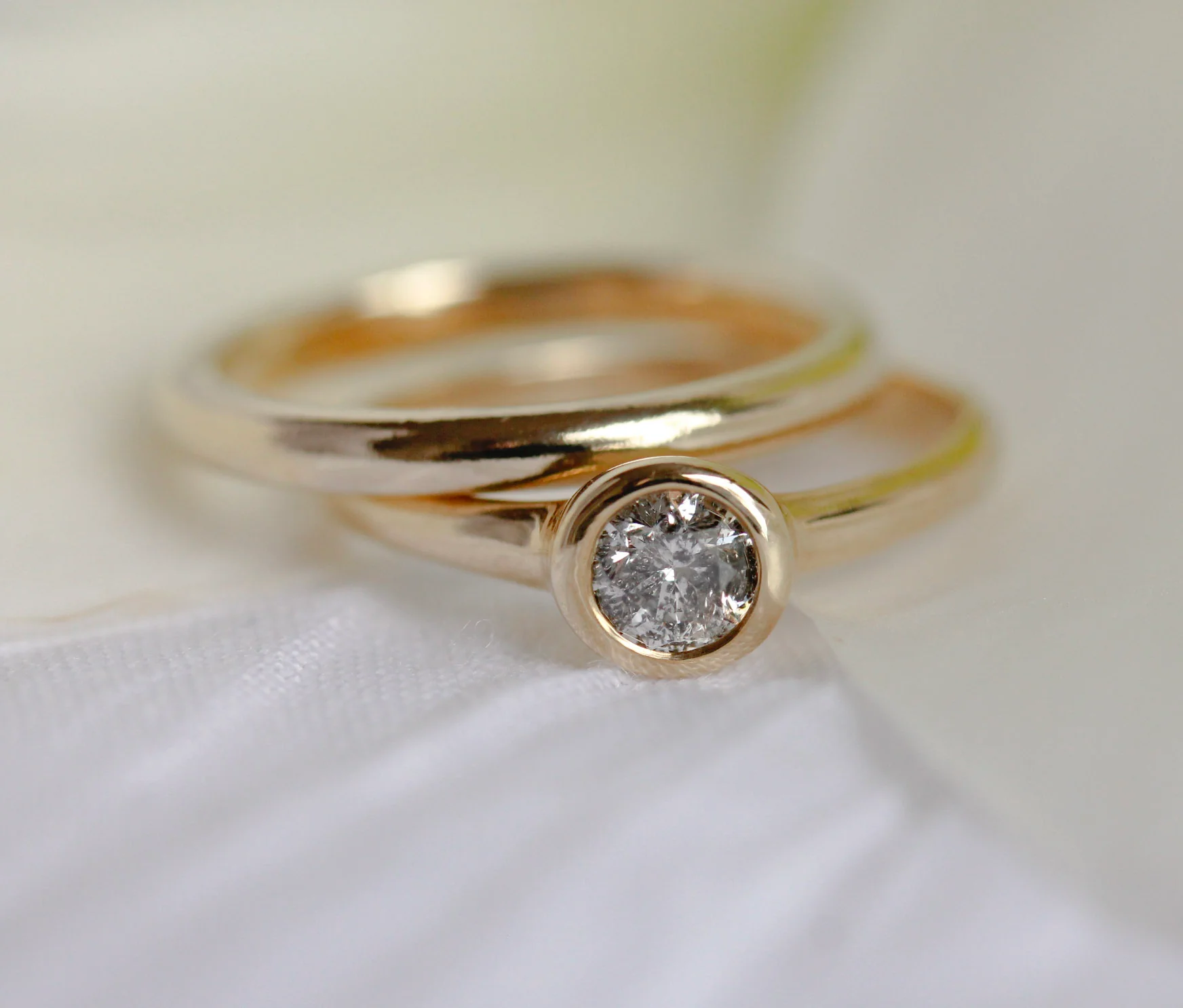 The Hera Ring: A 14k Gold Hand-Carved Salt and Pepper Diamond Solitaire - Mitchell's Manufacturing Jewel