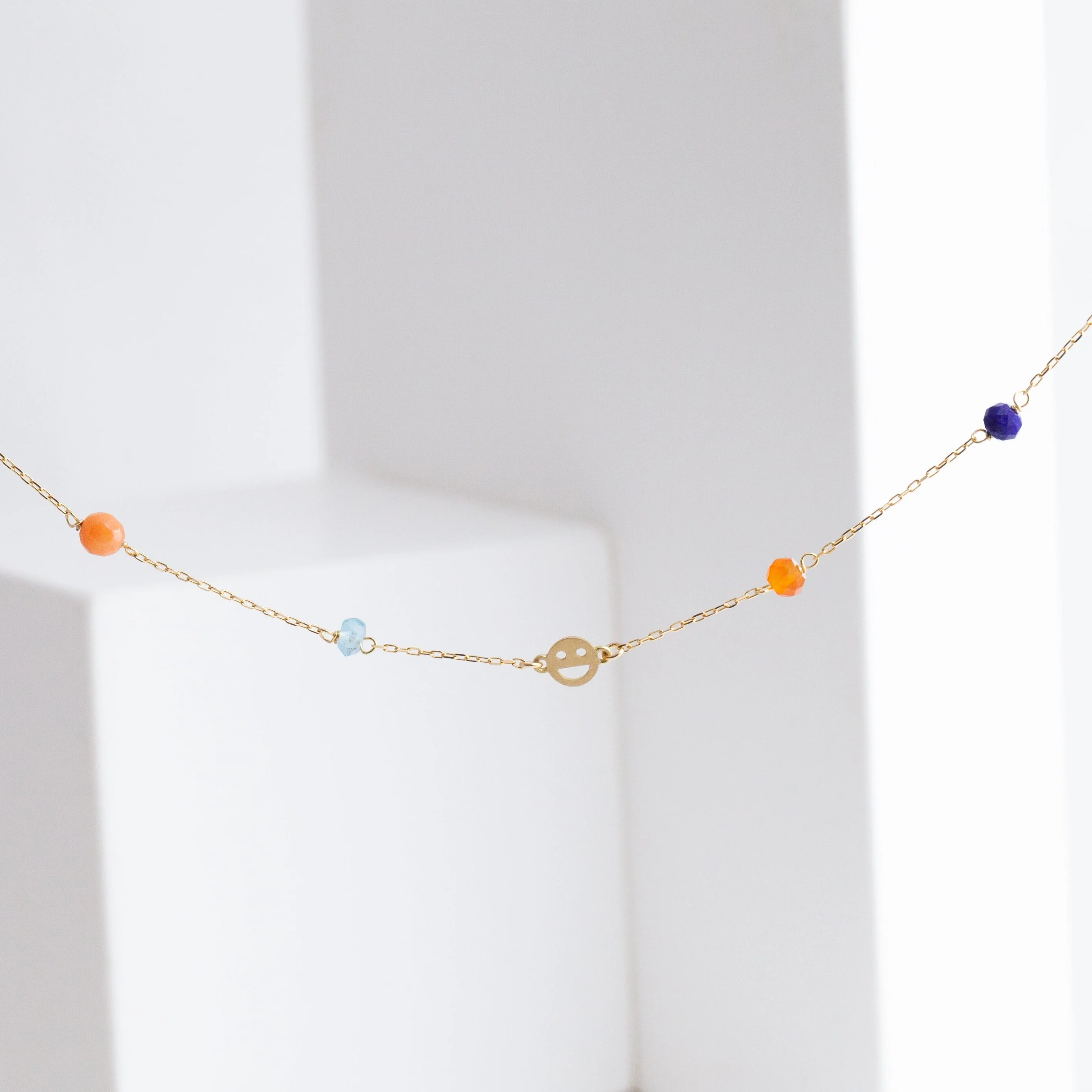 Multicolor stone smiley necklace - Mitchell's Manufacturing Jewel