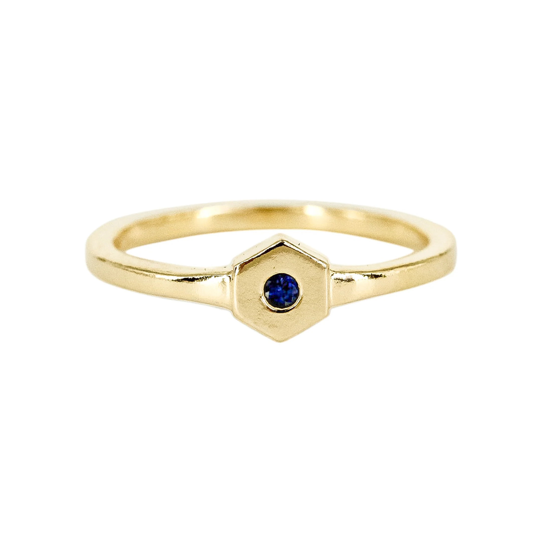 Prism Birthstone Hexagon 14k Gold Ring - Mitchell's Manufacturing Jewel
