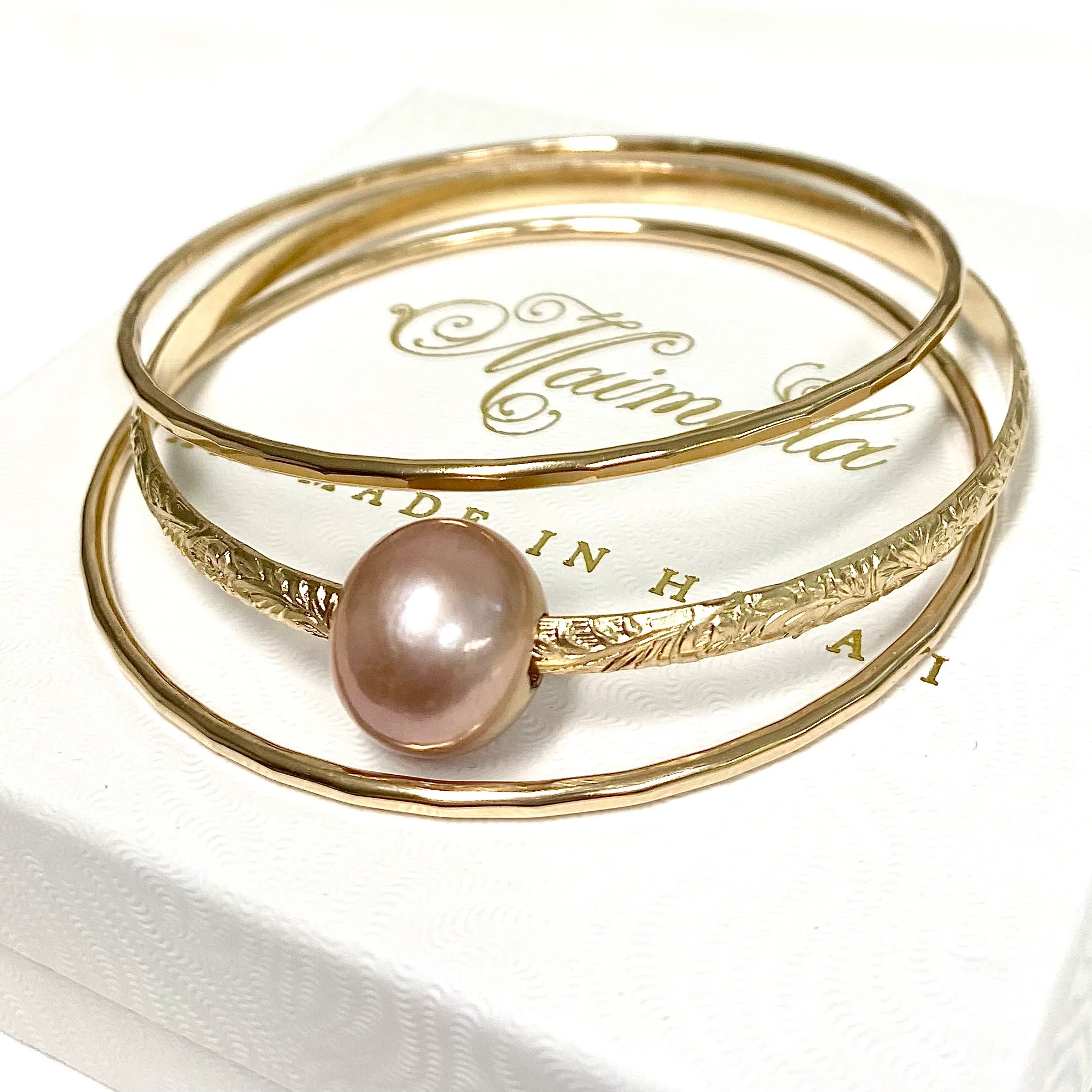 MOANI bangles set - pink Edison pearl (B543) - Mitchell's Manufacturing Jewel