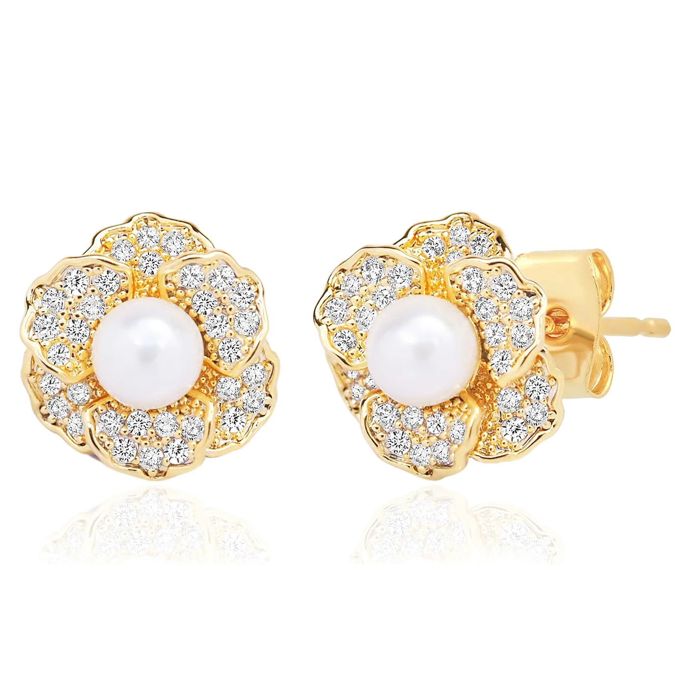 Pearl Pave' Flower Studs - Mitchell's Manufacturing Jewel