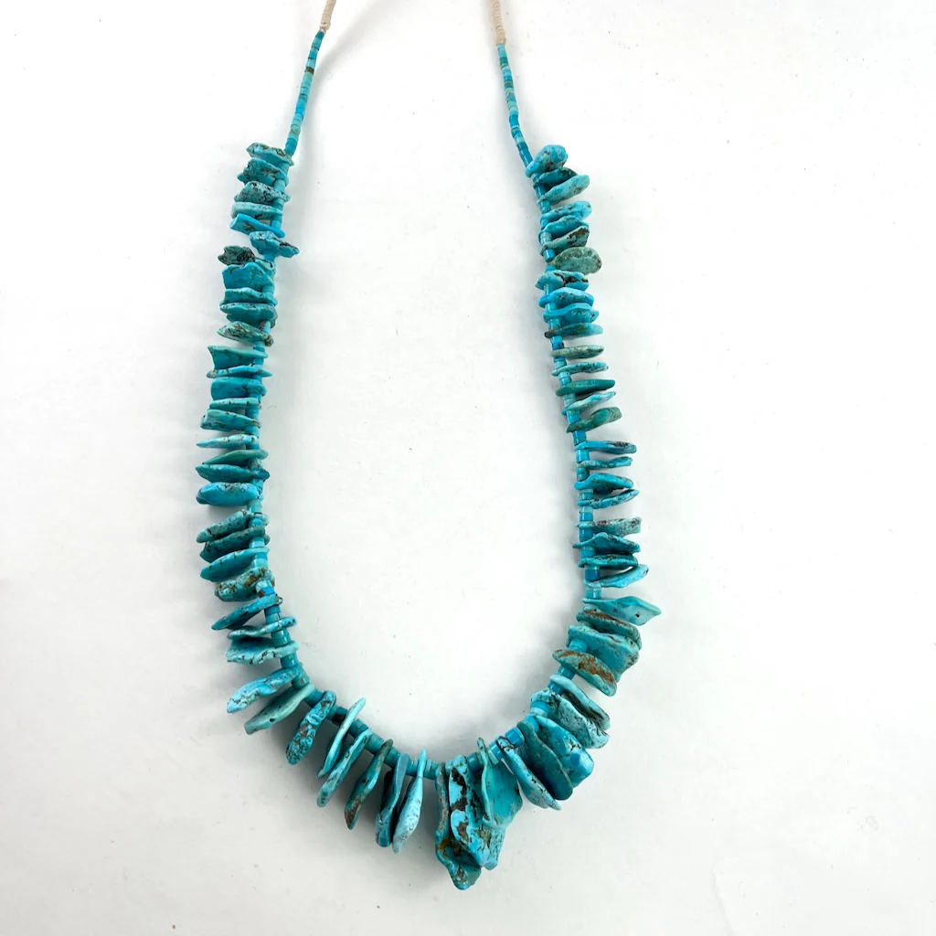 Vintage Sky Blue Tab Necklace - Mitchell's Manufacturing Jewel