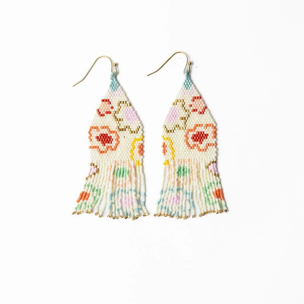 Delilah Poppies Beaded Fringe Earrings - Multi - Mitchell's Manufacturing Jewel