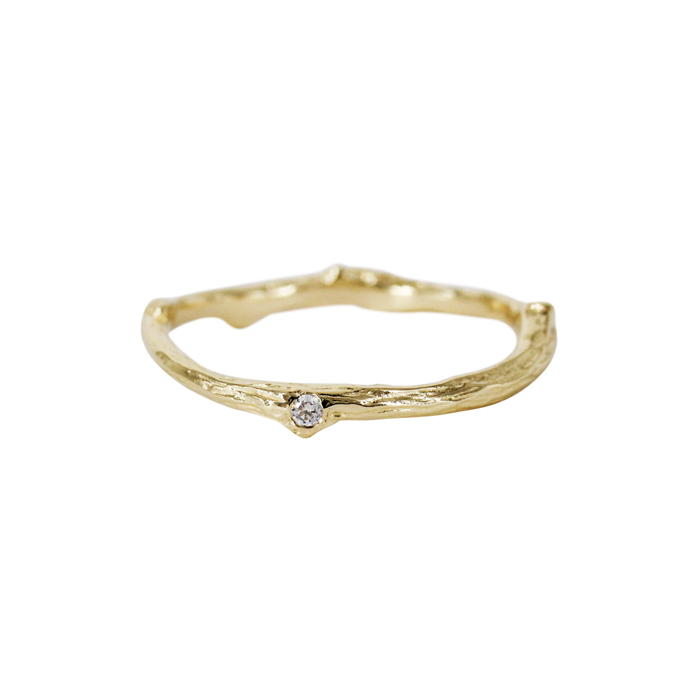 Ramita Twig 14k Gold Ring set with Diamond, Ruby, or Sapphire - Mitchell's Manufacturing Jewel