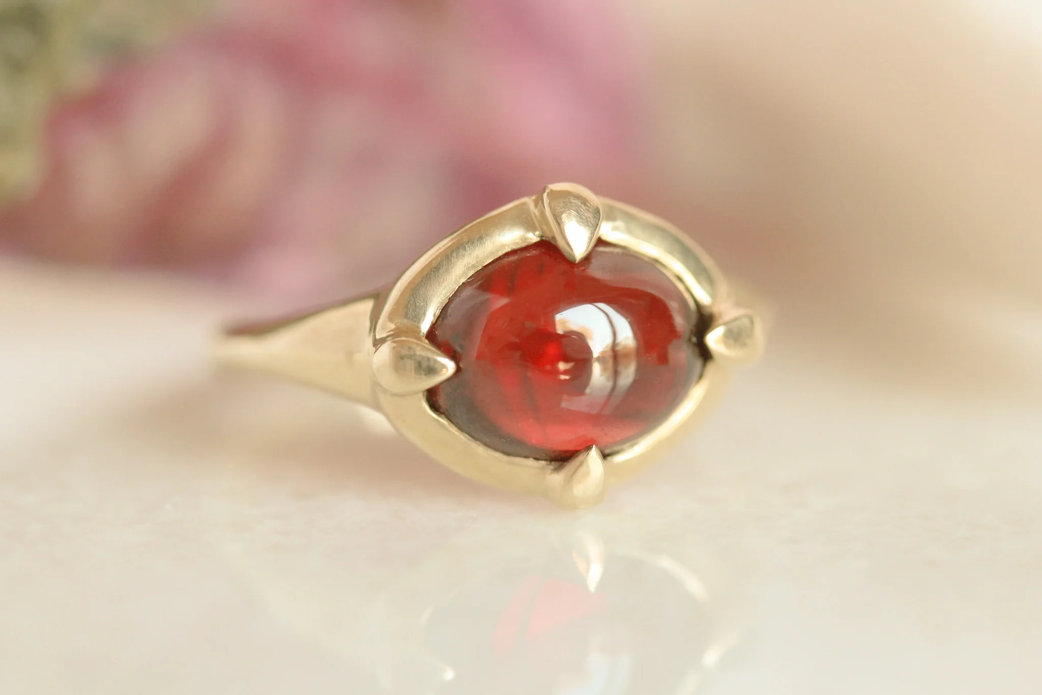 The Crimson Sovereign: A 14k Gold & Mozambique Garnet Heirloom - Mitchell's Manufacturing Jewel
