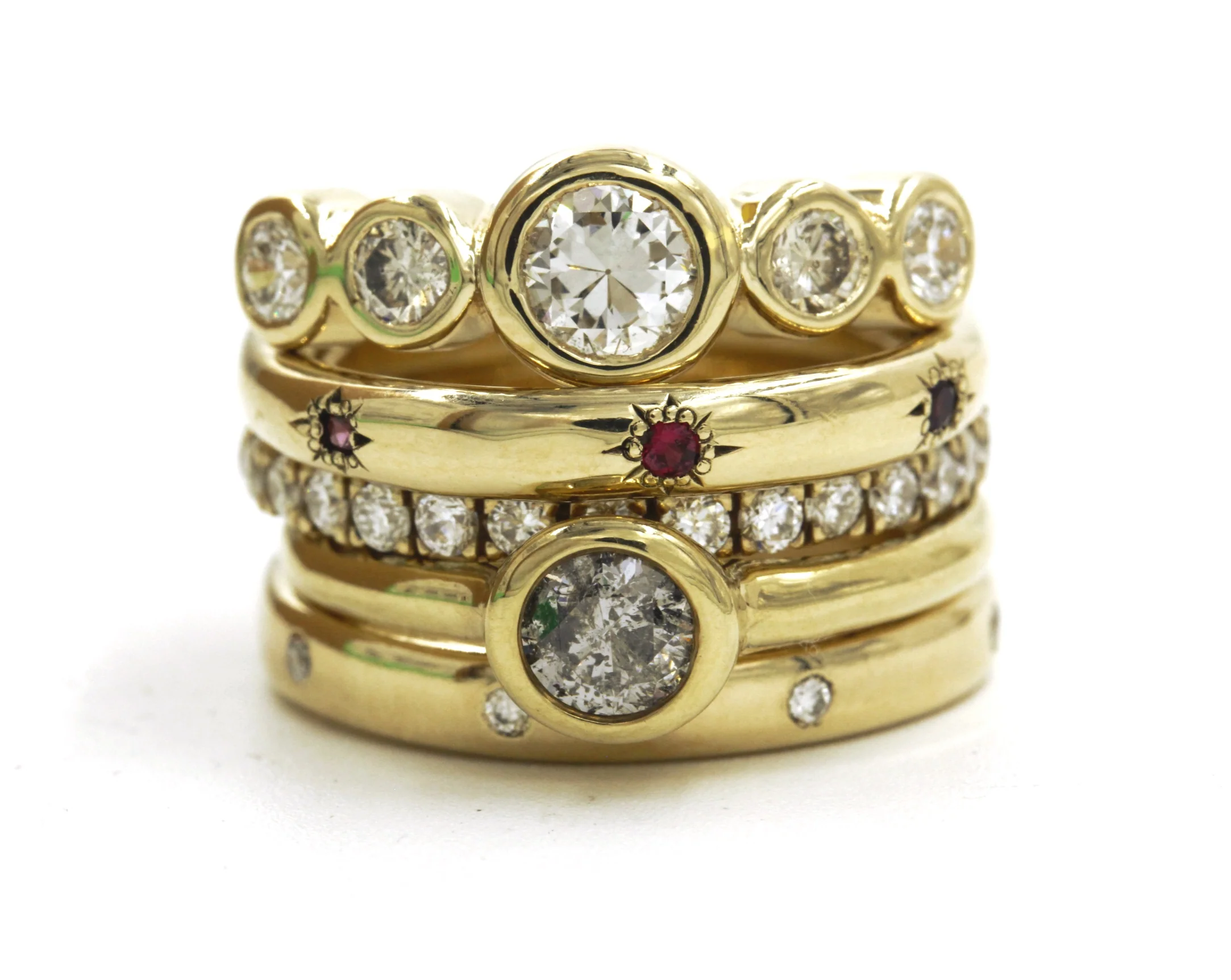 The Hestia Ring: A 14k Gold Salt and Pepper Diamond Cluster - Mitchell's Manufacturing Jewel