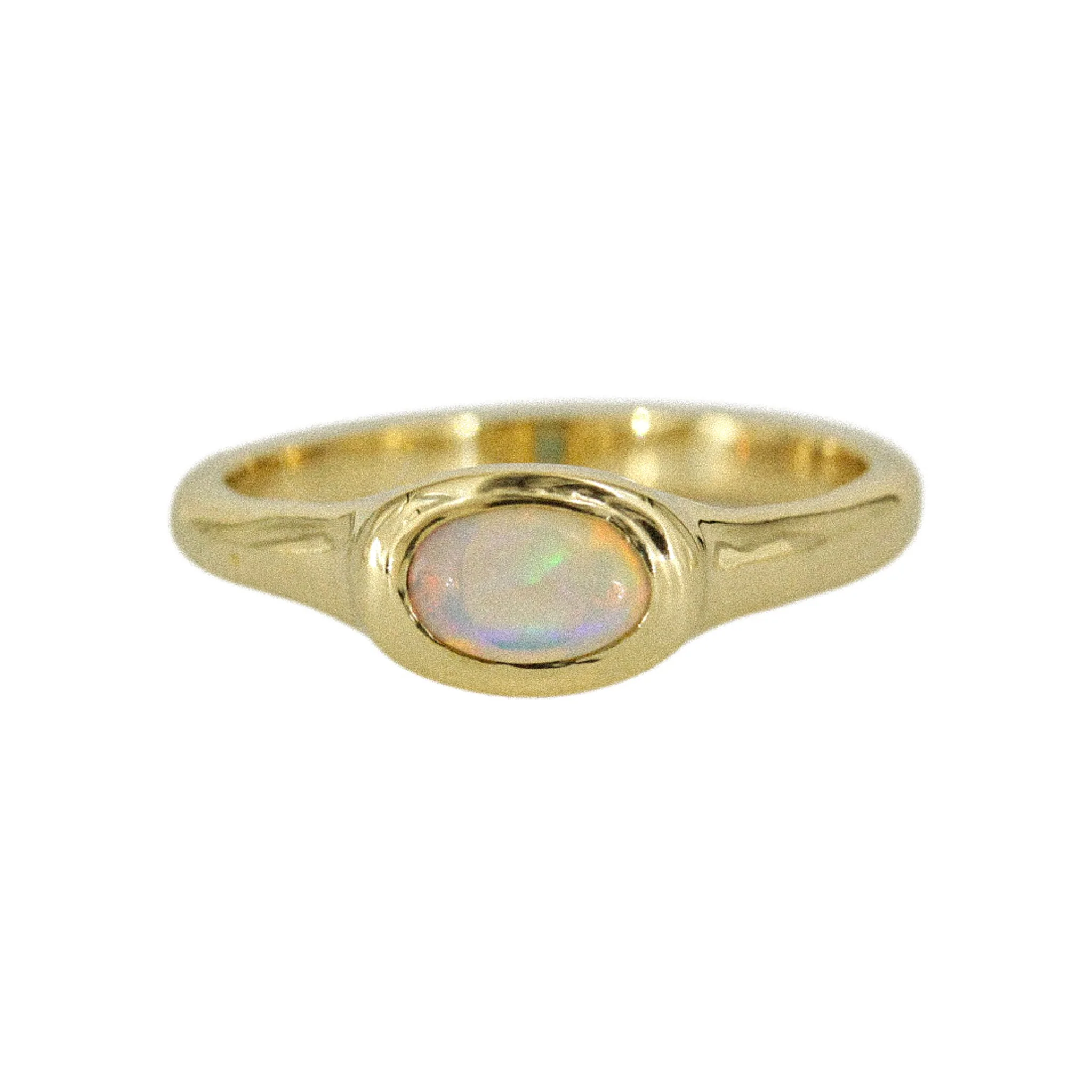 The Reverie Oval: A 14k Gold Hand-Carved Opal Ring - Mitchell's Manufacturing Jewel