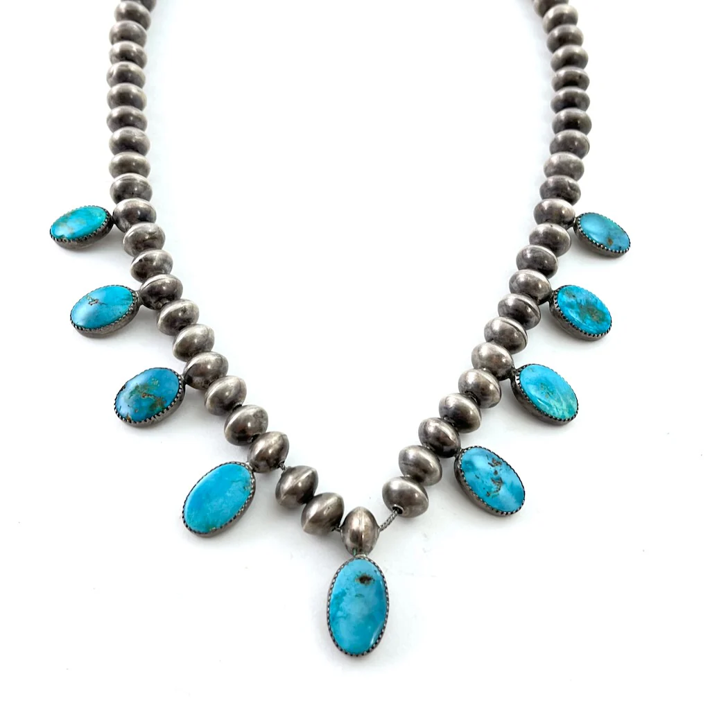 Nine Stone Blue Gem Necklace - Mitchell's Manufacturing Jewel