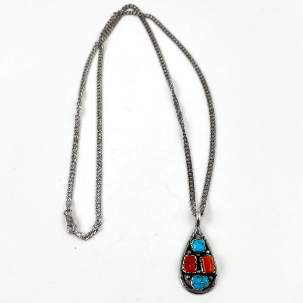 Vintage Coral & Turquoise Pendant - Mitchell's Manufacturing Jewel