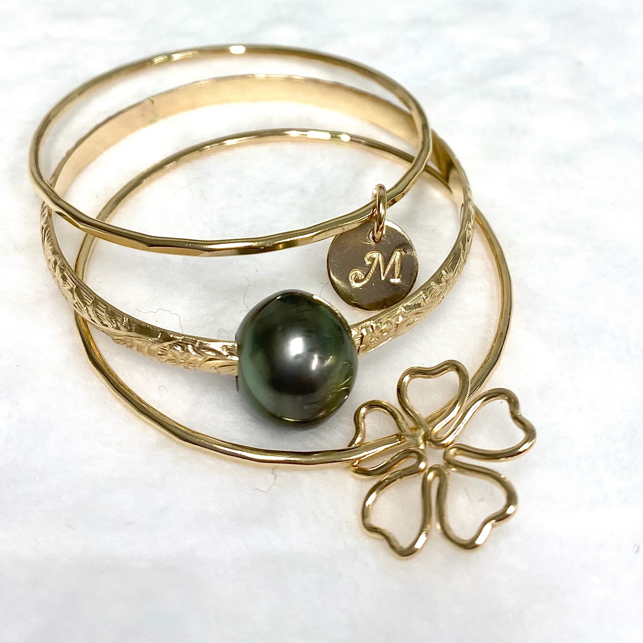 PRINCESS bangles set - Tahitian pearl (B490) - Mitchell's Manufacturing Jewel