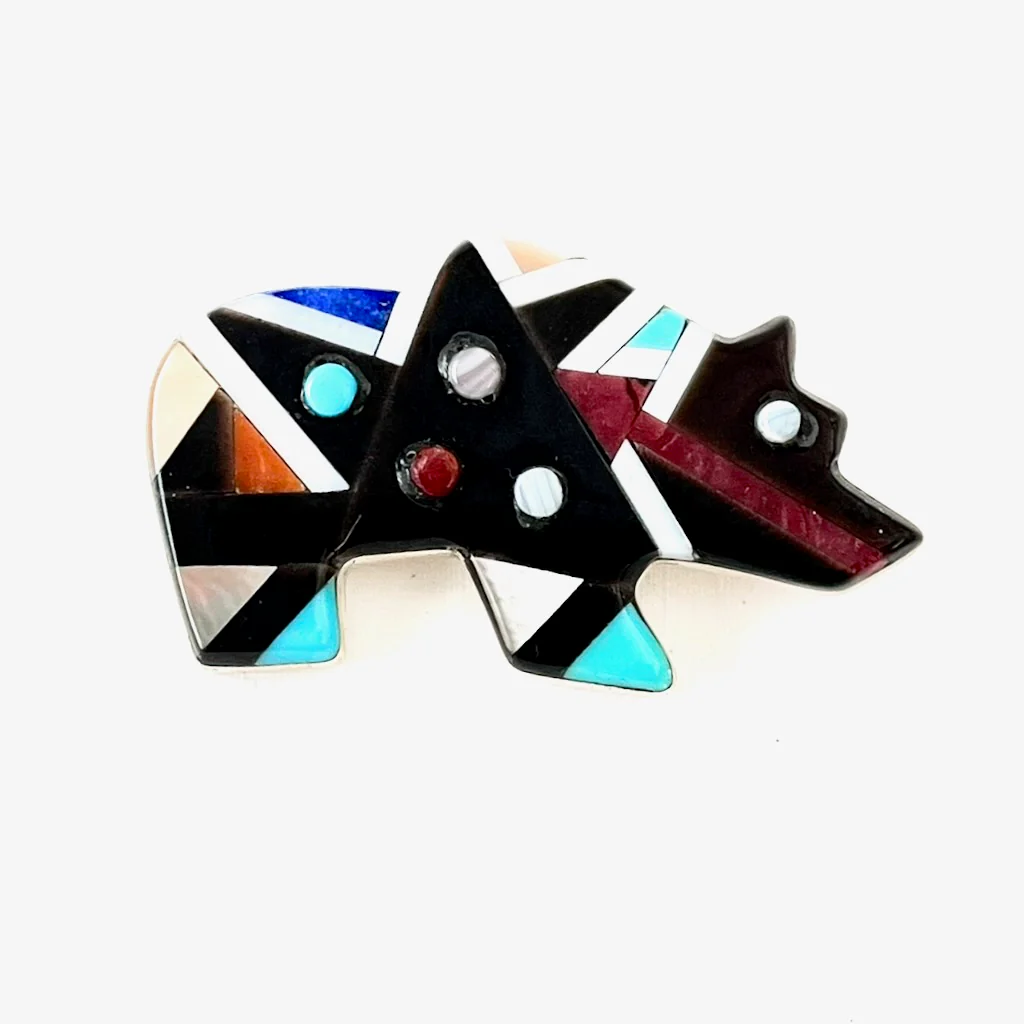 Inlaid Bear Pin/PendantBy Ernie Ohmsattie - Mitchell's Manufacturing Jewel