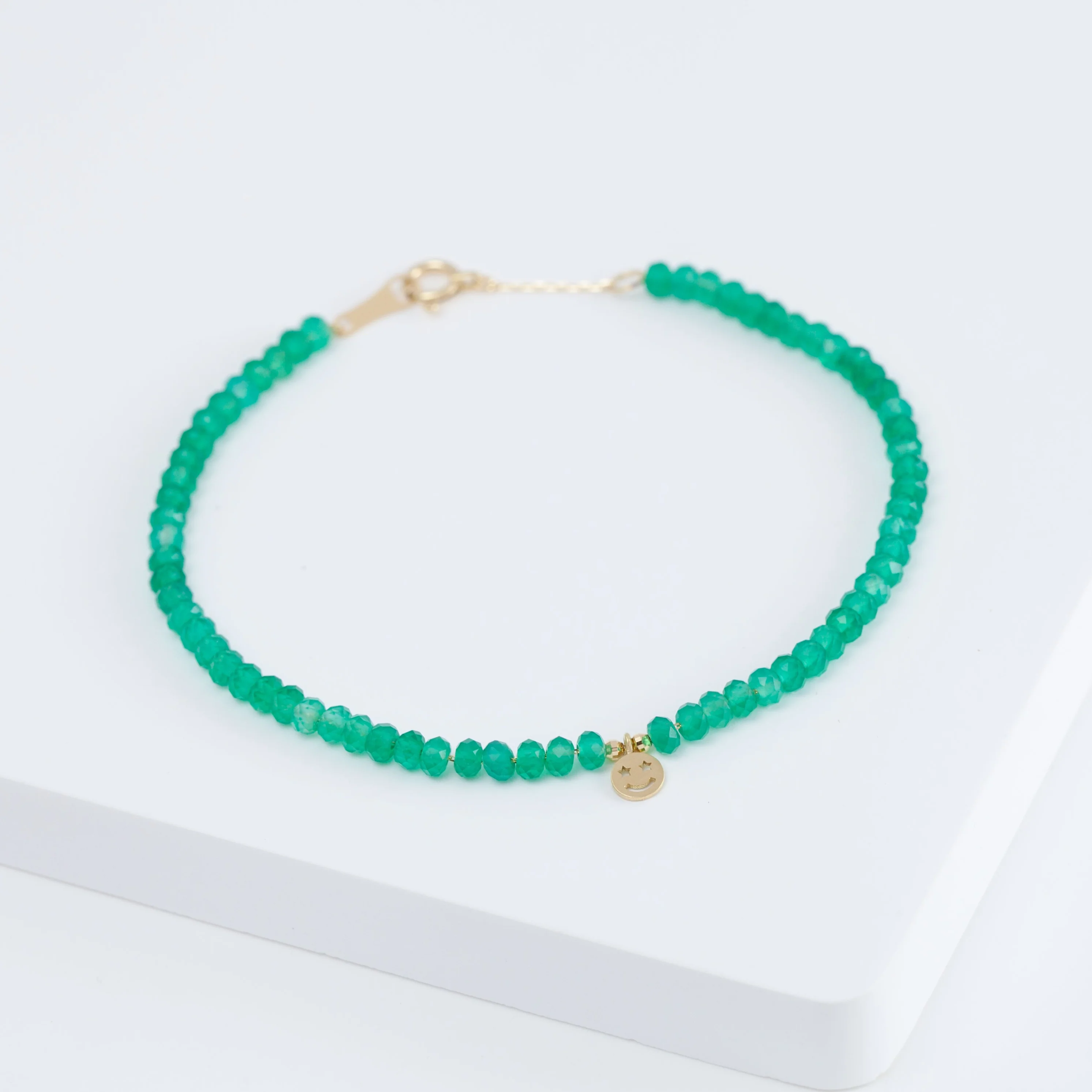 Smiley green onyx beads bracelet - Mitchell's Manufacturing Jewel