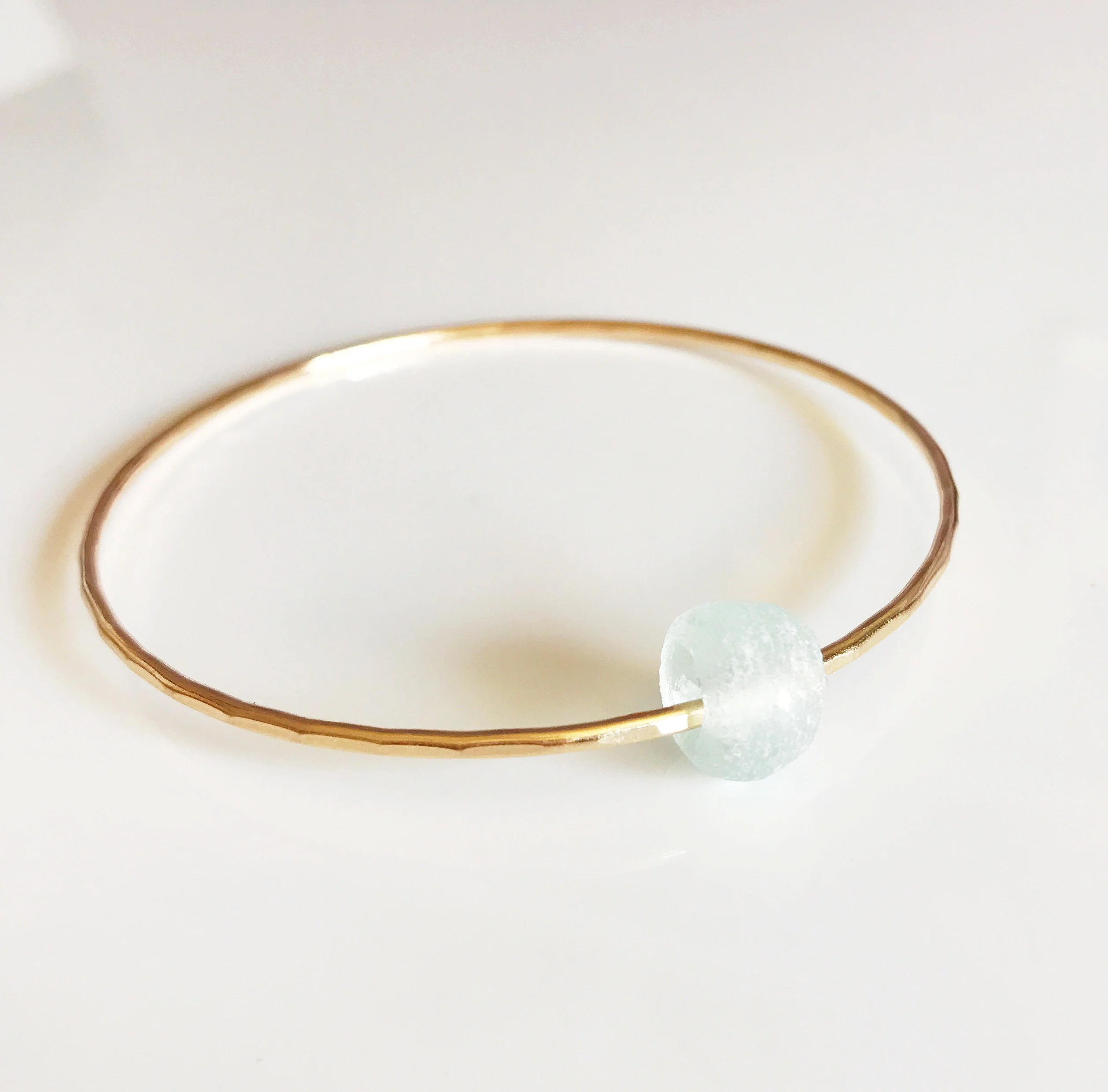 Bangle HINA- sea foam beach glass (B329) - Mitchell's Manufacturing Jewel
