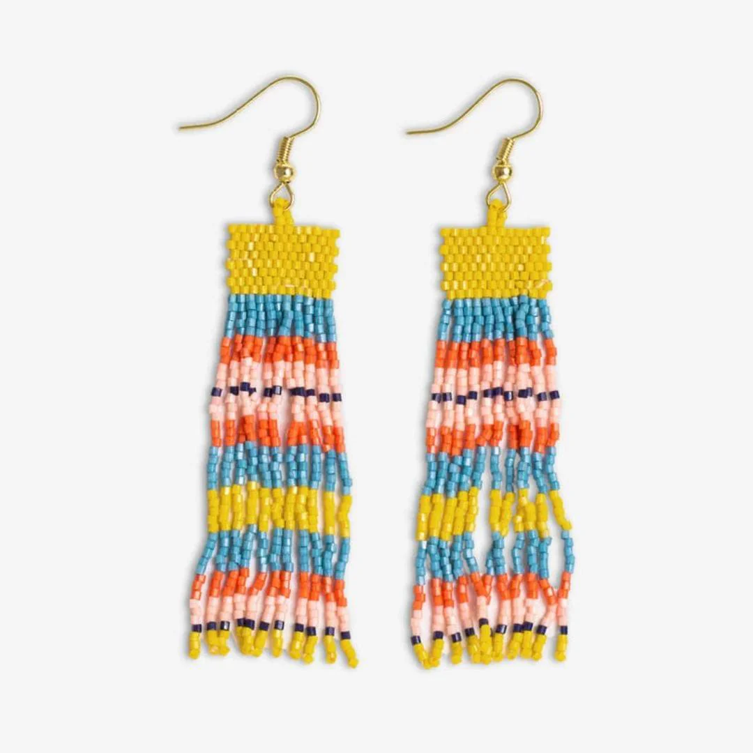 Billie Mixed Horizontal Stripes Beaded Fringe Earrings - Amalfi - Mitchell's Manufacturing Jewel