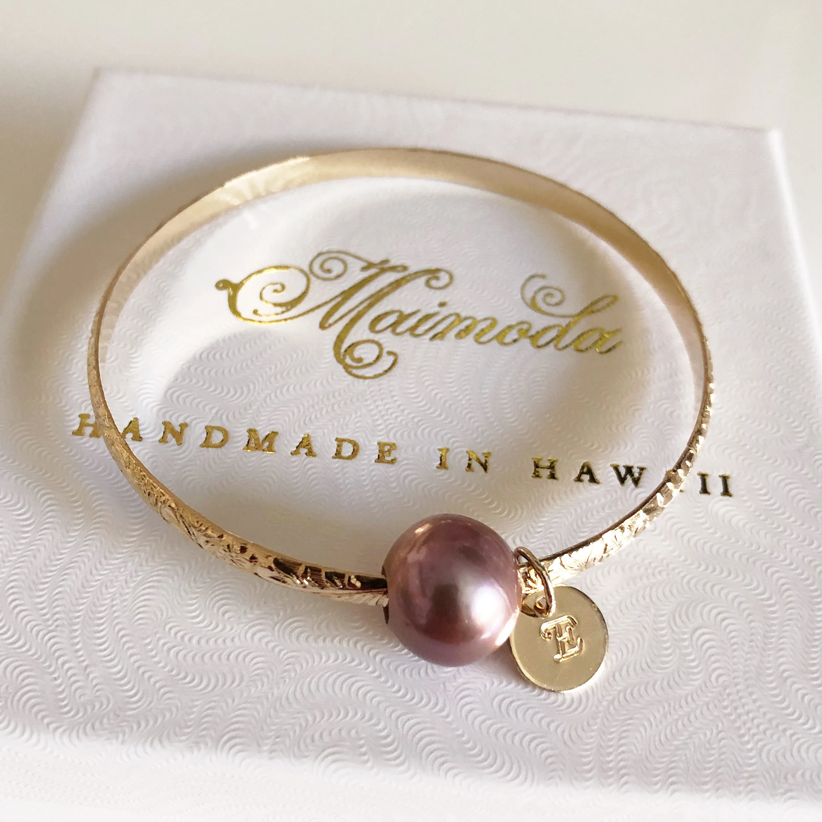 Bangle ALII - lavender Edison pearl (B343) - Mitchell's Manufacturing Jewel
