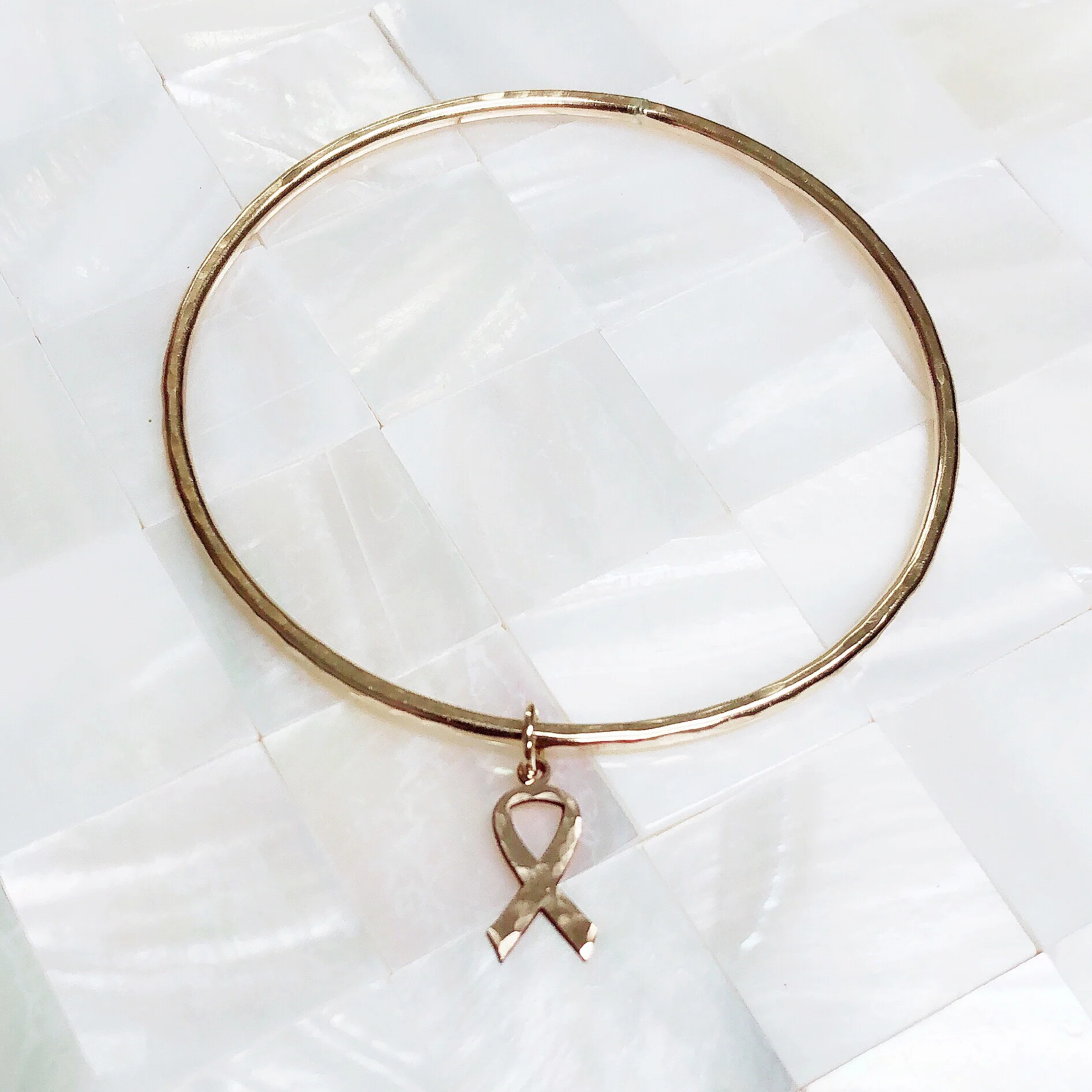 Awareness ribbon charm bangle (B433) - Mitchell's Manufacturing Jewel