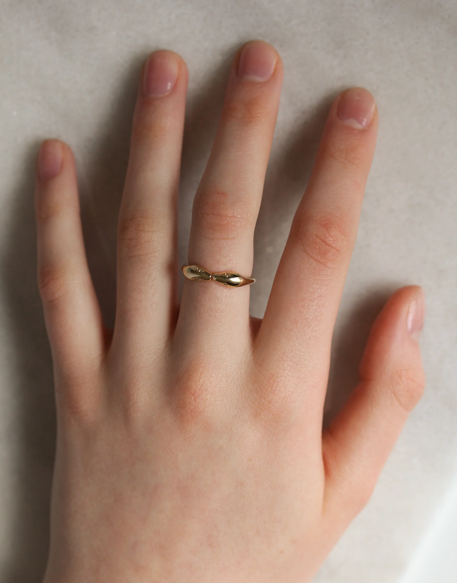 2 Headed Snake Ring 14k Yellow Gold - Mitchell's Manufacturing Jewel