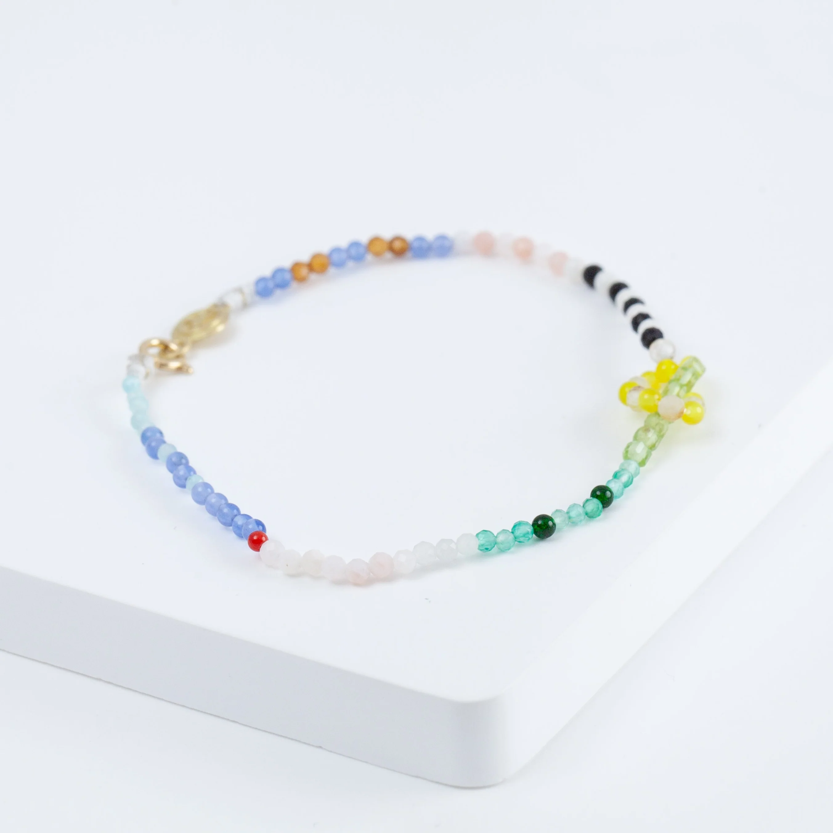 Lip smiley charm colorful gemstones beads bracelet - Mitchell's Manufacturing Jewel