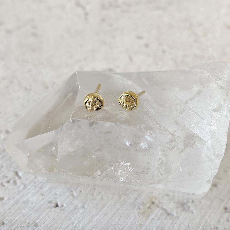Rough Pyrite Bezel Set Studs - Mitchell's Manufacturing Jewel