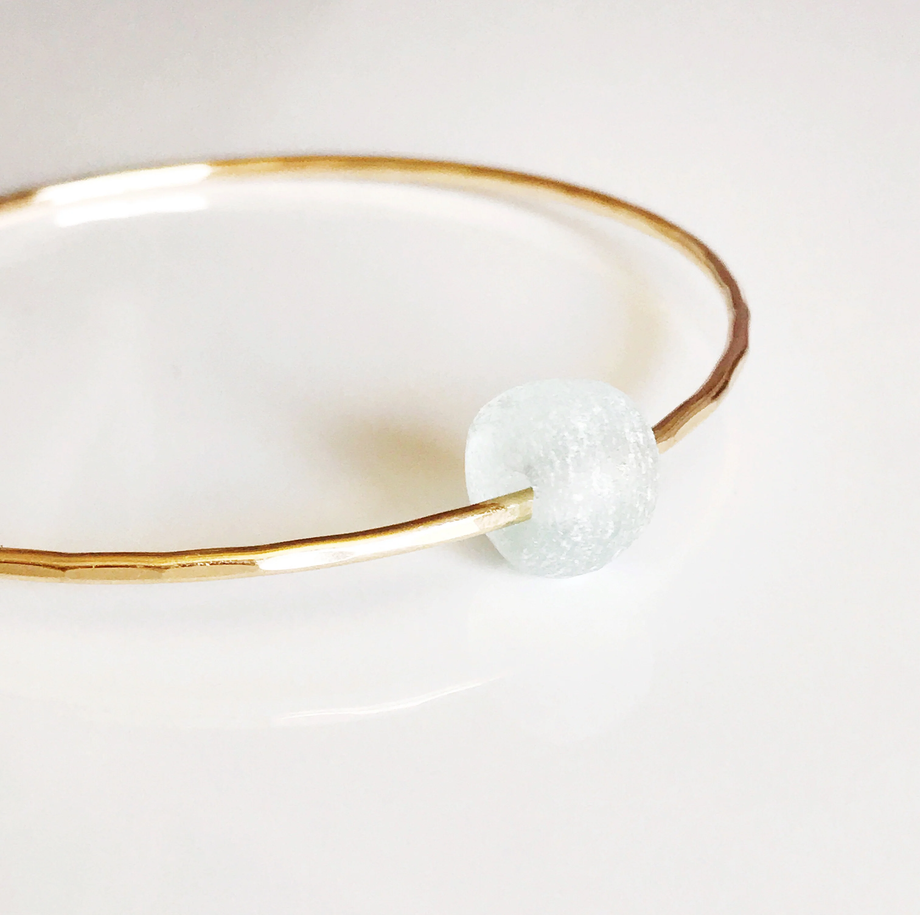 Bangle HINA- sea foam beach glass (B329) - Mitchell's Manufacturing Jewel
