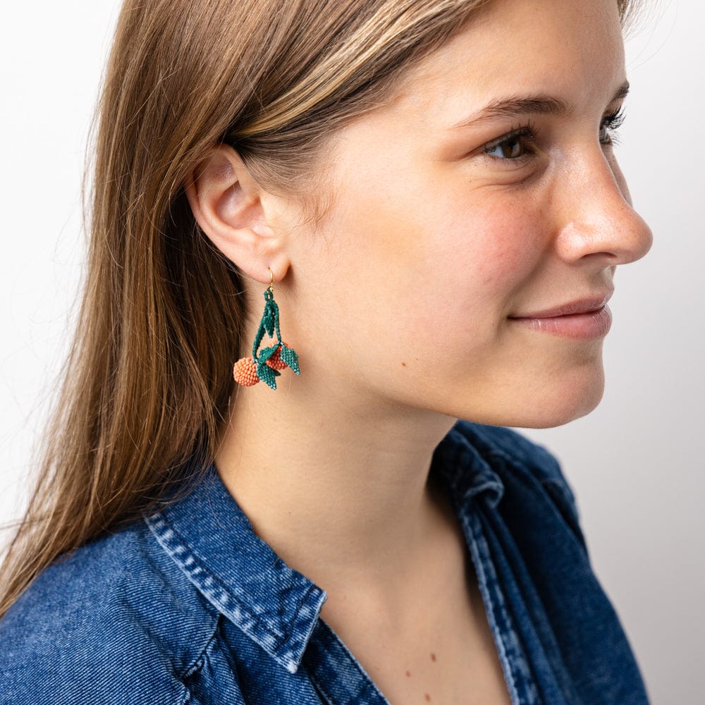 Lottie Cluster Dangle Luxe Earrings Clementine - Orange - Mitchell's Manufacturing Jewel